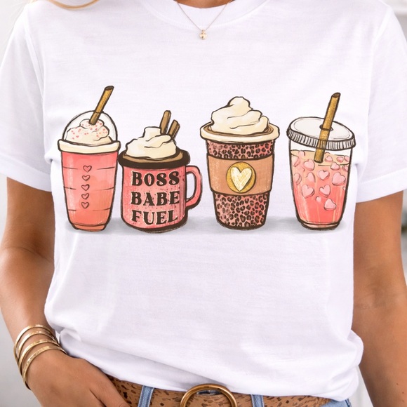 boutique Tops - Handmade💋 Womans iced coffee tee shirt “Boss babe fuel”